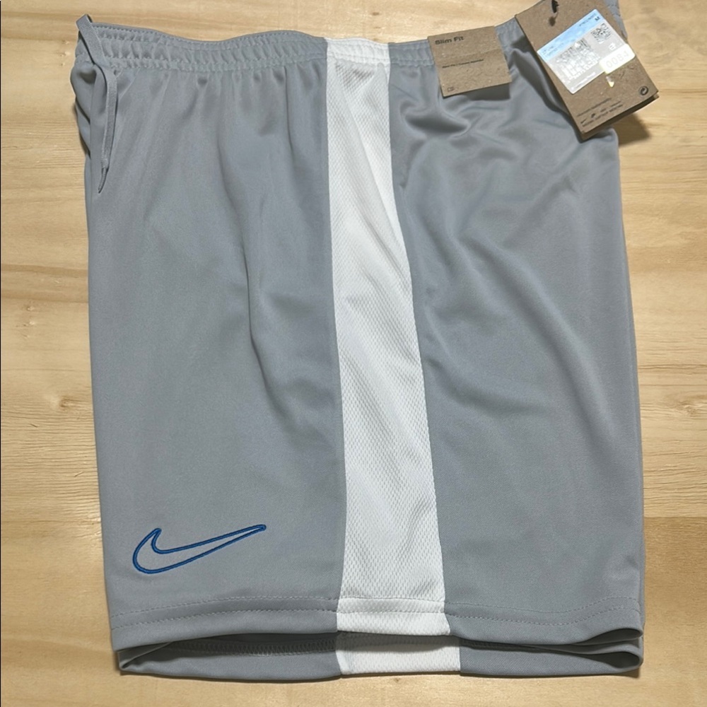 Nike Mens Dri-FIT Academy Soccer Shorts Grey White Slim Fit DV9742-012 Medium